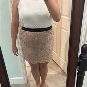 Elegant Tan Lace Skirt